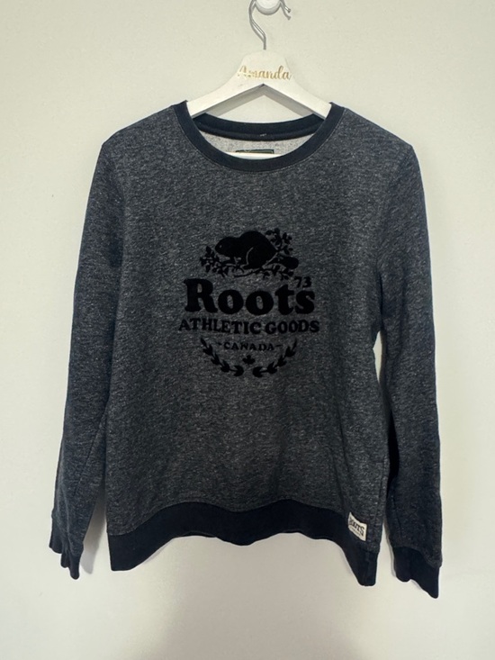 Roots Sweaters - Roots Women's Charcoal Gray Crewneck Sweatshirt with Black Logo